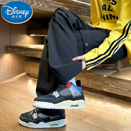 迪士尼（Disney）男童沖鋒褲秋冬款兒童裝長(cháng)褲子男孩子直筒束腳兩用休閑冬天工裝褲 黑色春秋款 不加絨 160