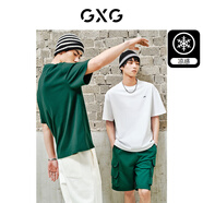 GXG男裝 夏季新款重磅系列精致小字母繡花圓領(lǐng)短袖T恤 綠色 3XL