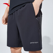 安踏短褲男冬季冰絲速干透氣休閑運動(dòng)短褲男士五分褲梭織健身跑步男 【速干口袋拉鏈】黑色 952427514 M