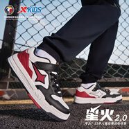 特步兒童板鞋男童2024年秋季新款中大童輕便舒適運(yùn)動(dòng)鞋子676315314009 帆白/黑/挑戰(zhàn)紅 35