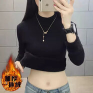 Lauaird 一體絨加厚半高領(lǐng)毛衣女修身打底春秋新款加絨針織衫純色內搭 黑色【加絨加厚一體絨】 M【建議95-105斤】