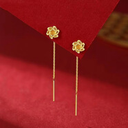 黃金色耳釘耳圈999金復古圓圈耳環(huán)女款18k彩金耳扣 風(fēng)車(chē)耳線(xiàn)