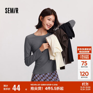 森馬（Semir）長(zhǎng)袖T恤女吸濕發(fā)熱抗菌緊身內(nèi)搭2024圓領(lǐng)抓絨套頭衫109724101007