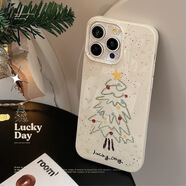 圣誕樹iphone16手機殼15趣味涂鴉13promax適用蘋果13手機殼硅膠殼 白色 iPhone16Pro