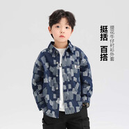 左西男童牛仔襯衫外套薄2025新款兒童春秋裝上衣男孩衣服 牛仔色 110