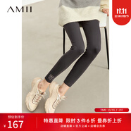 AMII女裝2025秋季新款極簡(jiǎn)修身百搭高彈柔滑內(nèi)里磨毛繡花小腳 深灰 S