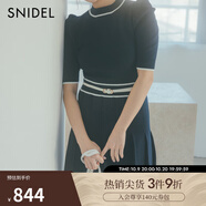 SNIDEL2025春夏新品圓領(lǐng)中袖針織衫百褶半身短裙套裝SWNO251139 深藍色 均碼 (F)