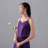 生活在左時(shí)裝周同款真絲顯瘦百搭V領(lǐng)小吊帶背心內搭外穿休閑 樹(shù)漿紫 S