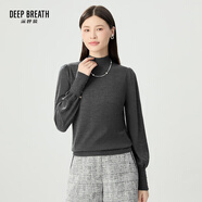 深呼吸DEEP BREATH女裝金屬扣可機(jī)洗純羊毛針織衫女A301328 灰 L (4碼)