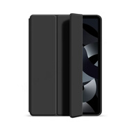 適用ipad手機殼air6ipadpro三折Air5/4液態(tài)硅防摔手機保護殼套 【尊貴黑】親膚觸感輕薄便攜送鋼化膜 iPad Air 6(10.9寸)