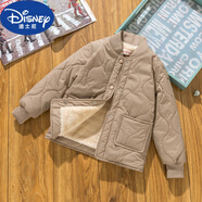迪士尼（Disney）品牌童裝兒童羽絨棉服男童女童小棉襖中大童校服神器棉衣內(nèi)膽學(xué)生 16#卡其色 夾棉羊羔絨內(nèi)膽 110碼【建議身高90-100CM】