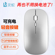 靈蛇（LINGSHE）M175充電無(wú)線藍(lán)牙+2.4G雙模款輕音鼠標(biāo) 筆記本電腦  星空銀 藍(lán)牙+2.4G雙模輕音版
