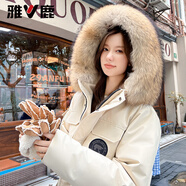 雅鹿短款羽絨服女 2024新款時尚派克加厚保暖大毛領(lǐng)連帽秋冬外套