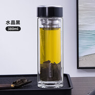 希樂雙層玻璃杯男女士大容量泡茶杯高顏值茶水分離便攜車載杯子380ml