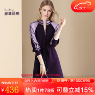 迪菲麗格歐美復(fù)古運動風(fēng)針織連衣裙女2025春季新款通勤百搭毛衣裙 圖片色 L