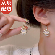 伊黛兒合成貓眼石如意鎖耳扣耳環(huán)女2025年新款耳飾設(shè)計時尚飾品生日禮物 合成貓眼石如意鎖耳環(huán)E2136