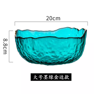 格娜斯（CRISTALGLASS）透明沙拉碗水晶玻璃碗日式大號家用創(chuàng  )意水果盤(pán)甜品碗餐具 綠色金邊大號2個(gè)