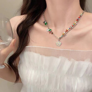 栢啟歆 項鏈鎖骨鏈彩色多巴胺串珠項鏈女飾品夏日輕奢小眾甜酷女生配飾 【彩色花朵項鏈】