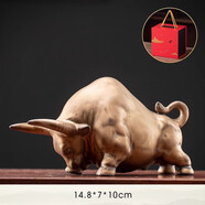 木客創(chuàng)意陶瓷紅色牛擺件家居客廳辦公桌面招財(cái)裝飾吉祥物生肖擺設(shè) 勢(shì)不可擋-古銅色（禮盒裝）