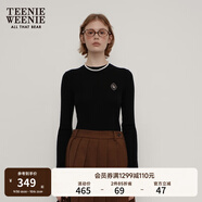 Teenie Weenie【可機洗】小熊秋季慵懶風綿羊毛針織衫毛衣修身打底 黑色 S 160