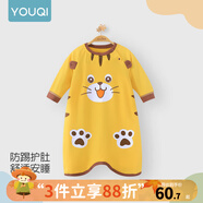 優(yōu)奇寶寶睡衣嬰兒睡袍兒童睡裙春秋款連體衣護肚防踢被純棉舒適家居服 四季【A類，無骨縫制】萌萌虎 90