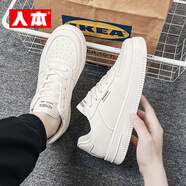 人本小白鞋男秋季厚底百搭板鞋男女同款運動(dòng)休閑情侶鞋清倉正品 米色 39