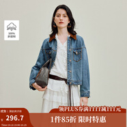 茵曼（INMAN）章若楠同款復(fù)古休閑短款牛仔外套長袖上衣 牛仔藍(lán)-18538234 L