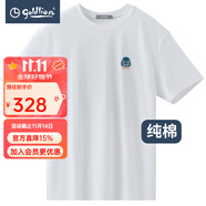 金利來(lái)（Goldlion）男裝純棉印花寬松圓領(lǐng)短袖t恤男士款夏季透氣時(shí)尚休閑體恤衫Z 白色-00 S