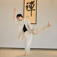 24春新款亞麻砂洗柔軟飄逸長(zhǎng)褲中性禪系居家旅行瑜伽褲打坐哈倫褲 原麻褲子 均碼