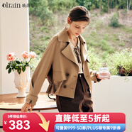 Olrain法式卡其色短款風(fēng)衣外套女秋裝氣質(zhì)小個(gè)子翻領(lǐng)大衣女 卡其色 S