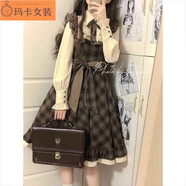 NJTD洛麗塔裙子正版全套今年新款學(xué)院風(fēng)長(cháng)袖秋冬格子裙復古減齡甜美設 假兩件連衣裙 L 關(guān)注店鋪小禮品