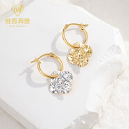 VENDY JEWELLERY 碎碎冰18K金雙色四葉草耳飾耳墜 可拆卸兩戴款幸運耳環(huán) 18K耳環(huán)約2-2.1克