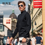 布先生熱膽小高領(lǐng)加厚長(zhǎng)袖打底白色T恤男春秋純色打底衫上衣KT01878 【中高領(lǐng)】鋼琴黑 XL /180