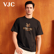 威杰思（VJC） 夏季新款男裝時(shí)尚休閑T恤上衣印花D24CA1716 黑色 常規(guī) XL 52