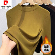 皮爾卡丹（pierre cardin）23年新款莫代爾春秋冬季長(cháng)袖T恤打底衫女內搭修身半高領(lǐng)百搭面膜T 姜黃【加厚磨毛】 XL碼【120-140斤】
