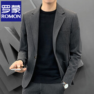 羅蒙（ROMON）男士休閑西裝修身薄款小西服春秋痞帥潮流結(jié)婚外套上衣男 灰色(單粒扣) 2XL(135-155斤)