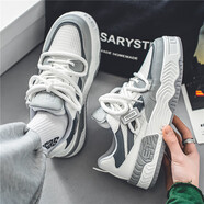 跨洋板鞋男2024新款四季時(shí)尚潮流百搭男鞋軟底學(xué)生休閑鞋子男 起點(diǎn)-ET02白灰 41