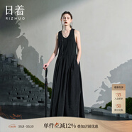 日著(zhù)拂衣黑背心連衣裙2025新款夏季U領(lǐng)高級設計感流行A字長(cháng)裙子女 拂衣黑 M