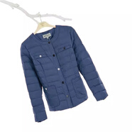 白領(lǐng)（WHITE COLLAR）圓領(lǐng)絎縫金屬扣薄短衣GAD22-605 上青 L