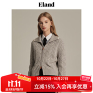 ELAND衣戀針織衫開衫格雷系中短款羊毛混紡雙頭拉鏈毛衣 淺灰色(16)L/Grey S (160)
