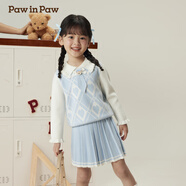 PawinPaw卡通小熊童裝秋冬女寶學(xué)院風(fēng)毛織百褶裙套裝 Blue藍(lán)色/50 100 cm