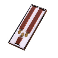 皇商韓版潮流背帶夾 男士女士通用吊帶背帶夾吊褲帶彈力褲背帶褲夾 棕皮禮盒