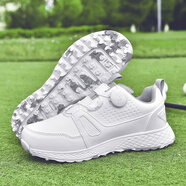雷弗斯新款高爾夫球鞋情侶款高爾夫球鞋男時(shí)尚輕便透氣GOLF運(yùn)動(dòng)男鞋新品 系帶白灰色 41