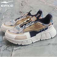 鴻星爾克（ERKE）男鞋復古運動(dòng)鞋減震舒適跑步鞋輕便厚底慢跑鞋男生時(shí)尚百搭休閑鞋 灰綠玉色/棉花白 39