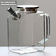 樸原良品大容量加厚玻璃冷水壺耐高溫開(kāi)水壺家用煮茶壺果汁壺冰箱冷藏冰壺 平光寒酌【不銹鋼蓋】+硅膠嘴塞