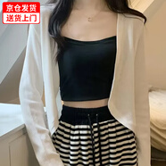 嵐玘女裝夏季針織衫開(kāi)衫薄款外套披肩外搭2024上衣罩衫配長(zhǎng)裙吊帶顯瘦 針織開(kāi)衫短款白色 均碼