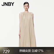 JNBY/江南布衣春夏新品連衣裙浪漫無(wú)袖百褶A字裙通勤5O5G14450 250/卡其 S