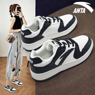 安踏（ANTA）女鞋厚底板鞋女2025春夏季新款皮面潮流百搭小白鞋學(xué)生運(yùn)動(dòng)鞋 -4象牙白/黑 39