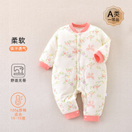嘉貝艾爾嬰兒衣服秋冬裝厚款棉衣嬰兒連體衣男女寶寶衣服0-1歲哈衣爬服 甜美花環(huán) 73cm(建議12-16斤)