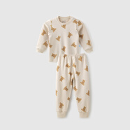 aqpa【195g新疆棉】嬰兒內(nèi)衣套裝純棉衣服秋男女寶寶睡衣兒童秋衣秋褲 深情泰迪 80cm